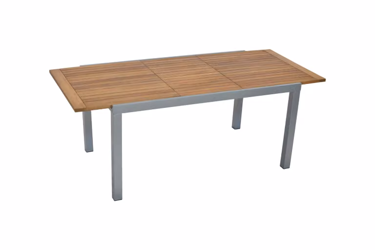 Tavolo da giardino Merxx 150 (200) x 90 cm, allungabile - alluminio/acacia