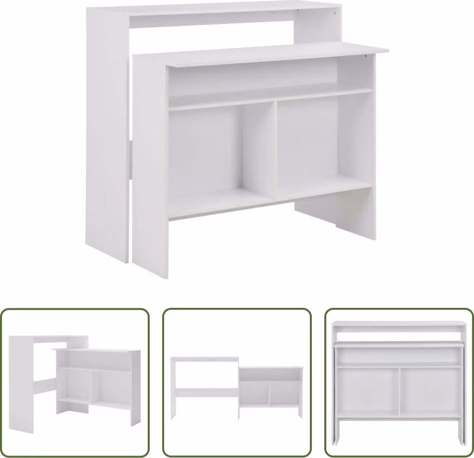 The Living Store Tavolo bar con 2 piani bianco 130x40x120 cm
