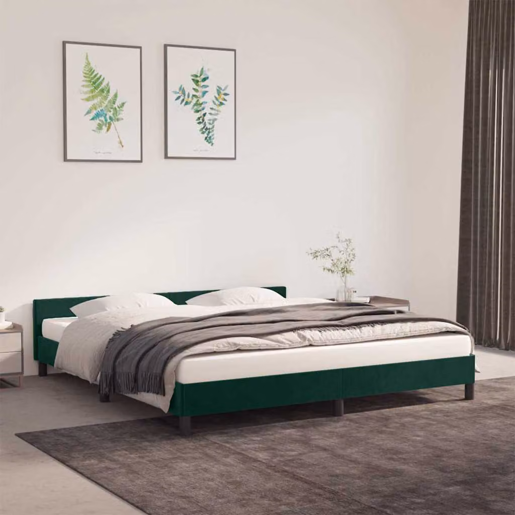 vidaXL Giroletto in Velluto Verde Scuro senza Materasso L: 160 cm, P: 200 cm, H: 166 cm