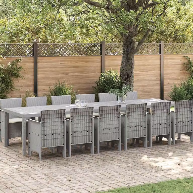 Maison Exclusive - Set da pranzo per esterno, 13 pezzi, rattan sintetico color grigio chiaro