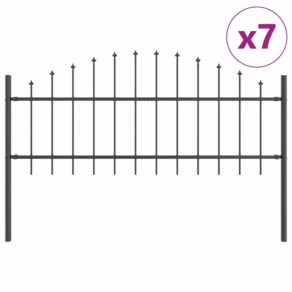 Set di 7 recinzioni per giardino vidaXL in acciaio verniciato a polvere grigio, H: 170 cm, L: 115 cm – 2