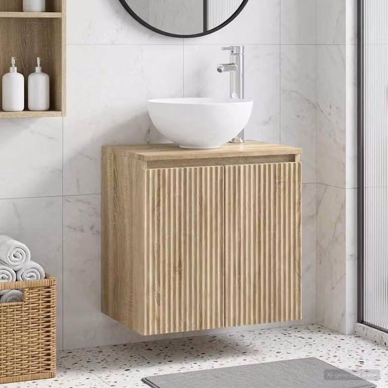 Mobile Lavabo da Parete vidaXL in Rovere Sonoma, L 49,5 x P 41 x H 64,5 cm