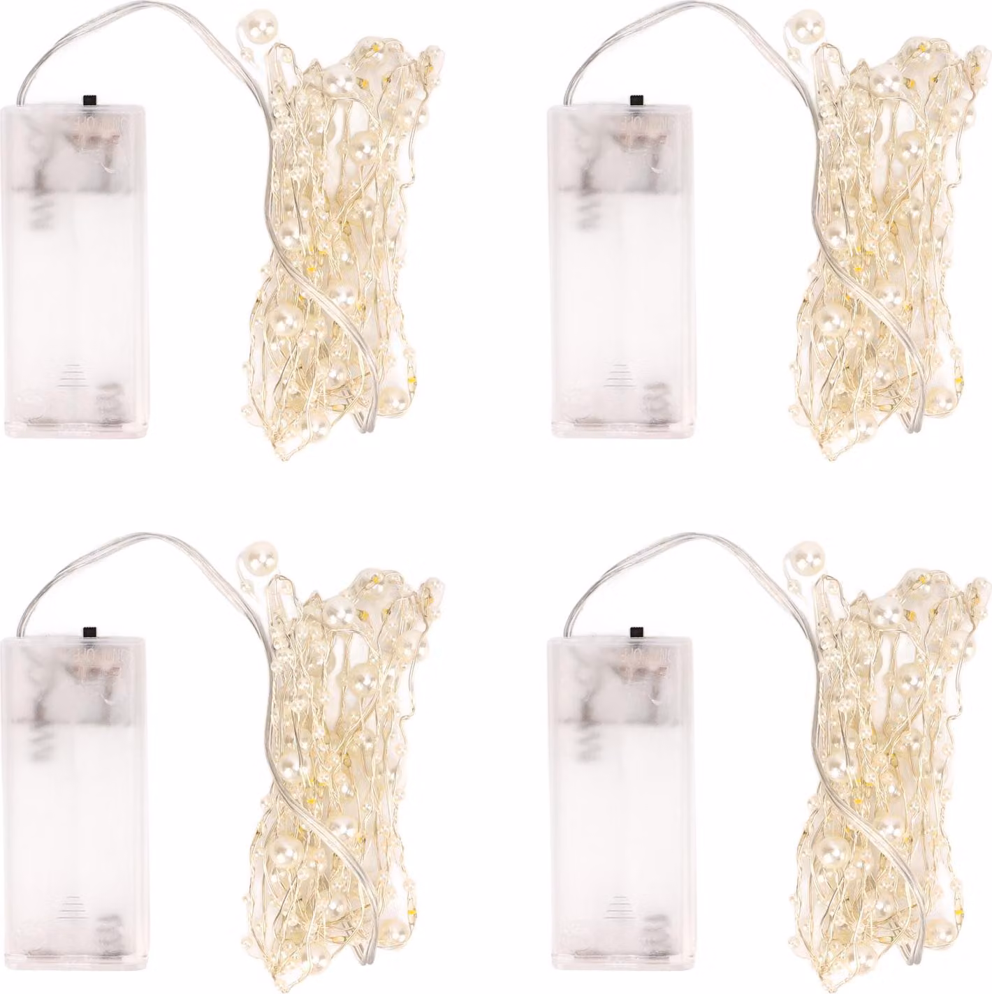 4pcs collana di perline luci bianche perline fai da te attraente plastica decorativa metallo a bassa tensione LED