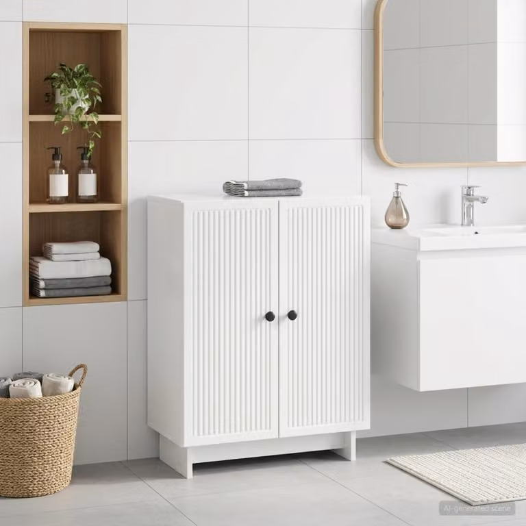Mobiletto da bagno moderno vidaXL EDE bianco lucido L: 59,5 cm, P: 31 cm, H: 80 cm