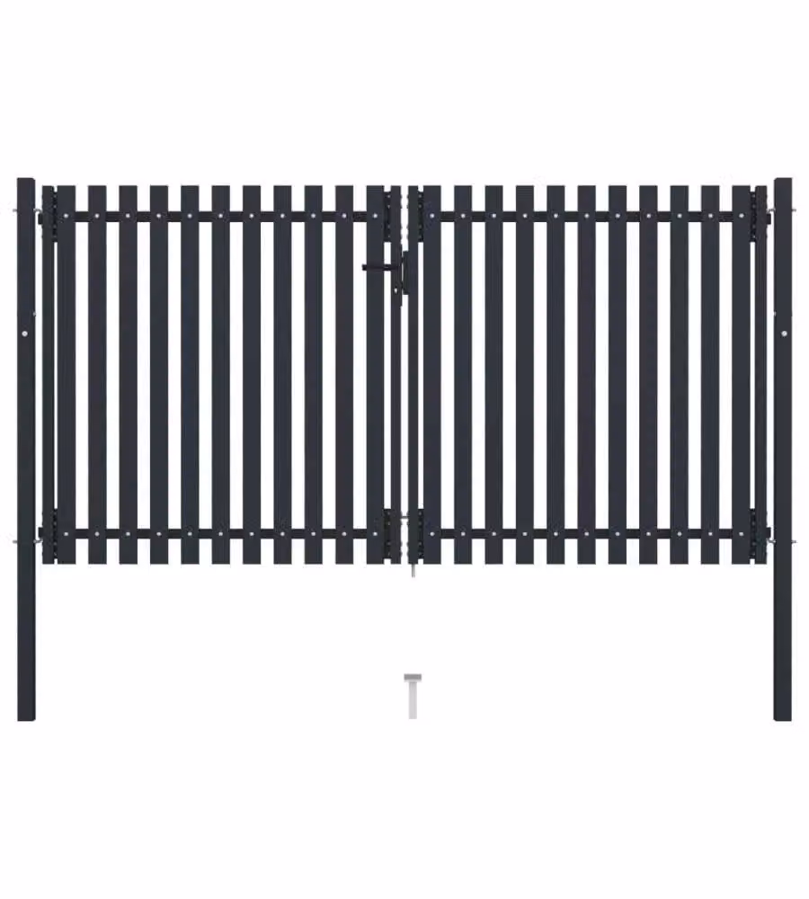 Cancello per Recinzione Doppio in Acciaio 306x200 cm Antracite