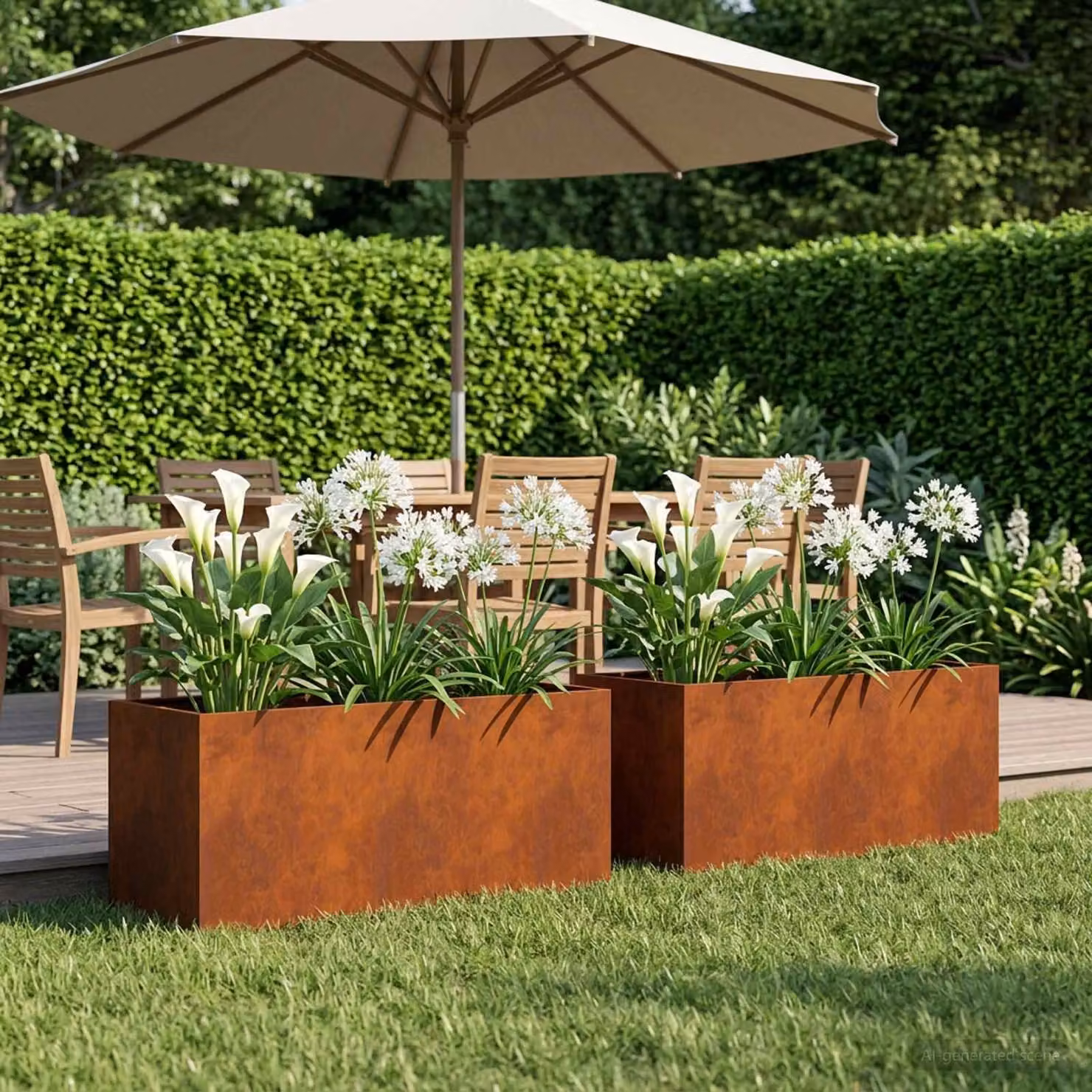 Set di 2 vasi da giardino vidaXL in acciaio color marrone, H 100 x L 40 x P 40 cm