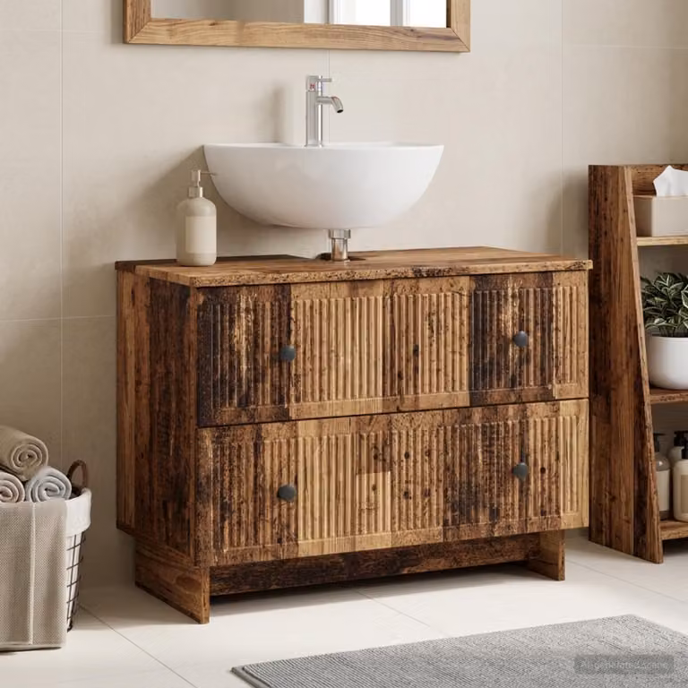 Armadio per lavabo da bagno vidaXL EDE in legno antico marrone L: 82 cm, P: 41 cm, H: 59 cm