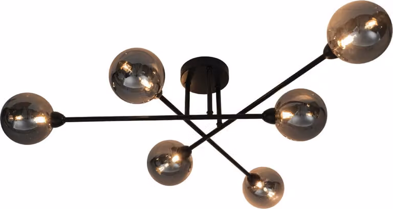 Lampada da soffitto BASIS, nero opaco-affumicato, 6xG9x3W, vetro, dimensioni: 22x87,5x87,5 cm, IP20, Zuma Line