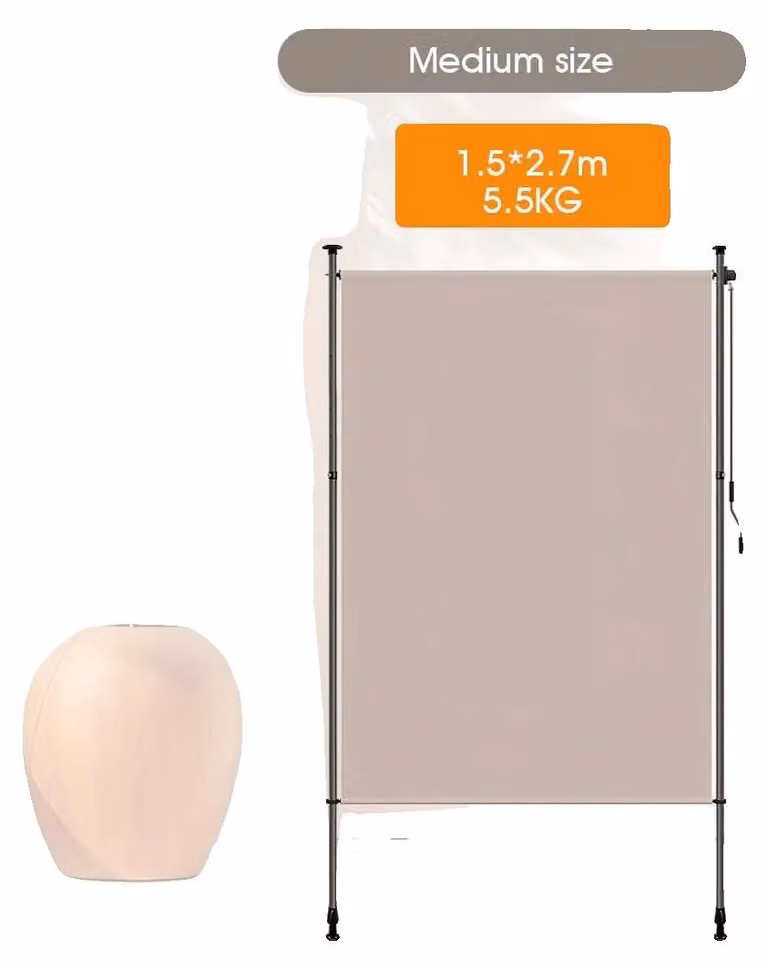 Tende da sole verticali, altezza regolabile, materiale resistente alle intemperie, colore kaki, dimensioni 1,5 x 2,7 metri