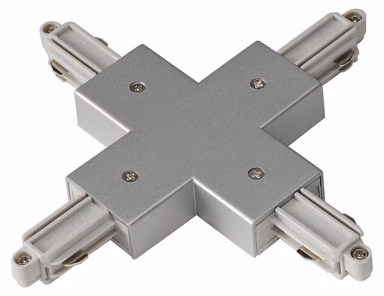 Connettore a X per binario HV a circuito singolo, versione per montaggio in superficie, grigio argento