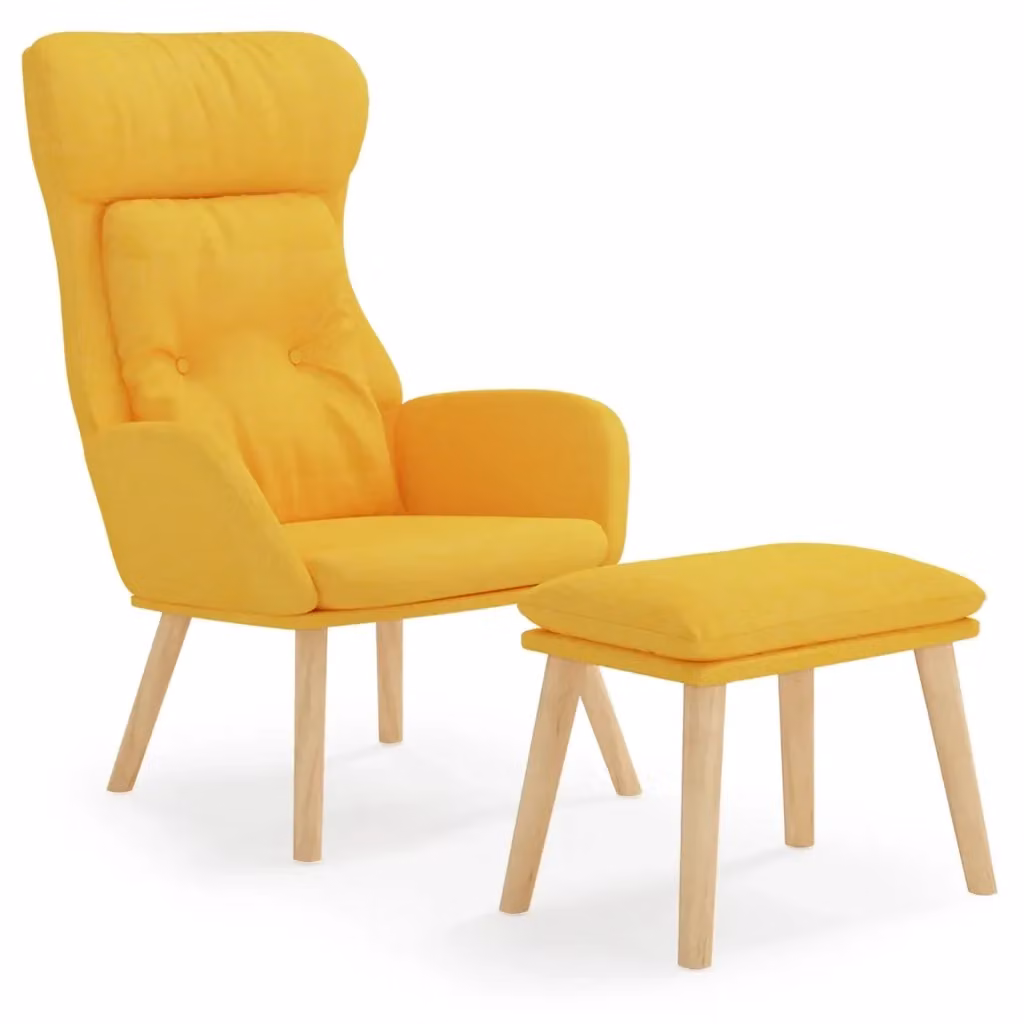 Poltrona Relax con Poggiapiedi vidaXL in Tessuto Giallo con Struttura in Metallo e Legno – 2