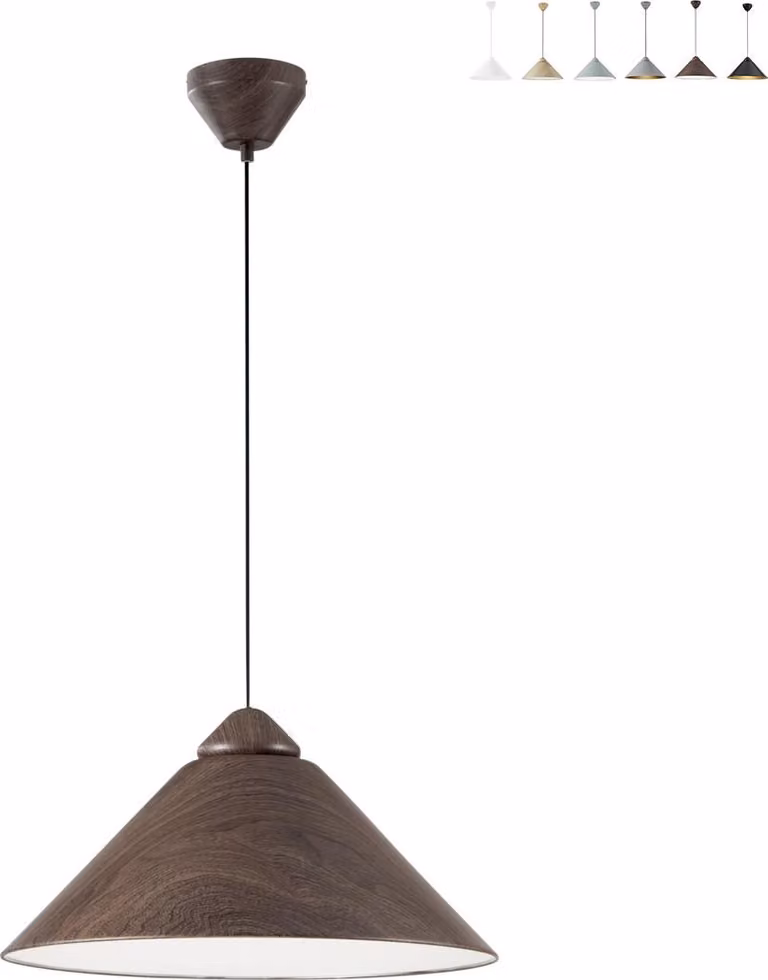 Sospensione metallica BIGBANG con diffusore conico in legno