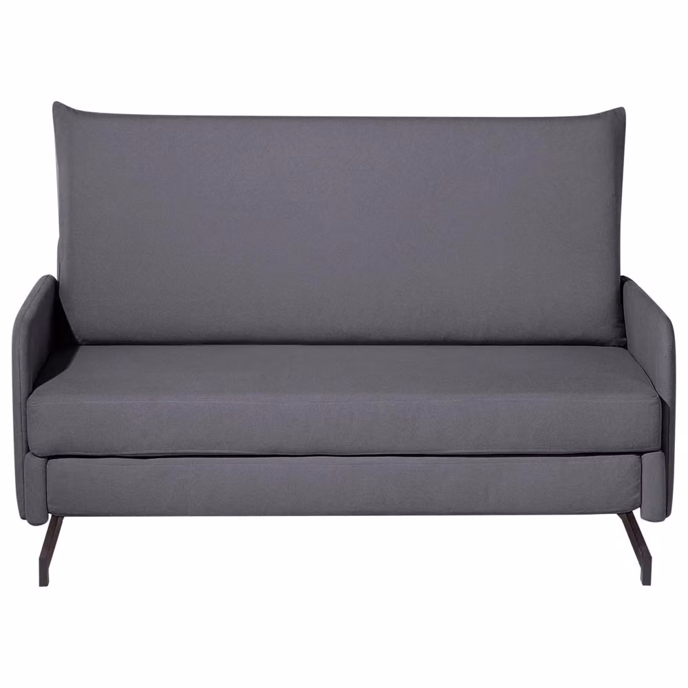 Divano letto Beliani in tessuto grigio con struttura in metallo e coperture rimovibili per soggiorno, stile moderno, L/P/H: 150 x 80 x 68 cm – 2