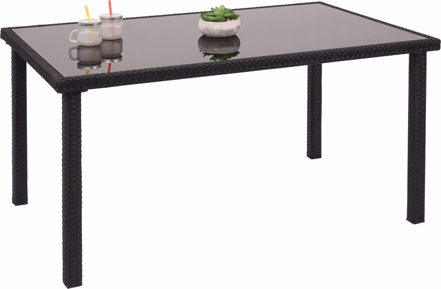 Tavolo in poly-rattan HWC-G19, tavolo da giardino tavolo da balcone, 120x75cm ~ nero