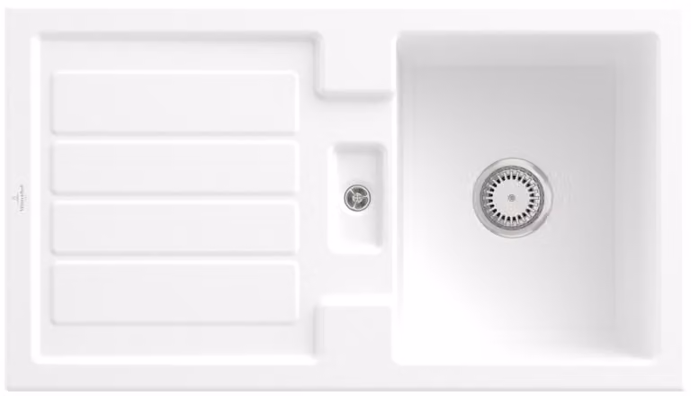 Lavello Villeroy&Boch, lavello da cucina Flavia 50 Stone White 900x510 mm, larghezza mobile sottolavello 50 cm