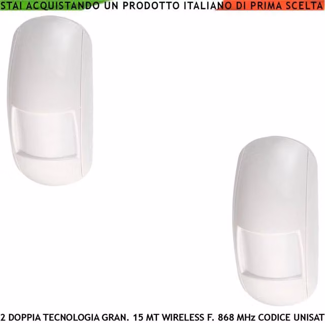 Set di 2 Sensori di Movimento Securvera con Doppia Tecnologia Antifurto, Frequenza 868MHz, Comunicazione Bidirezionale e Funzione Anti Jamming, Colore Bianco