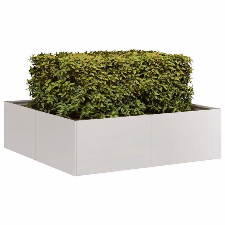 Fioriera vidaXL in acciaio inox argento e bianco L/P/H: 100 x 100 x 30 cm