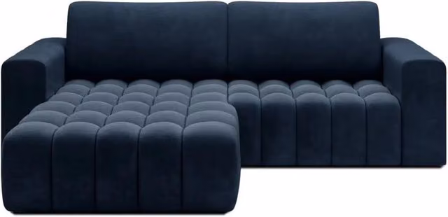 Divano angolare trasformabile MEUBLORAMA DORY blu con contenitore e funzione letto, L/P/H: 250 x 175 x 92 cm