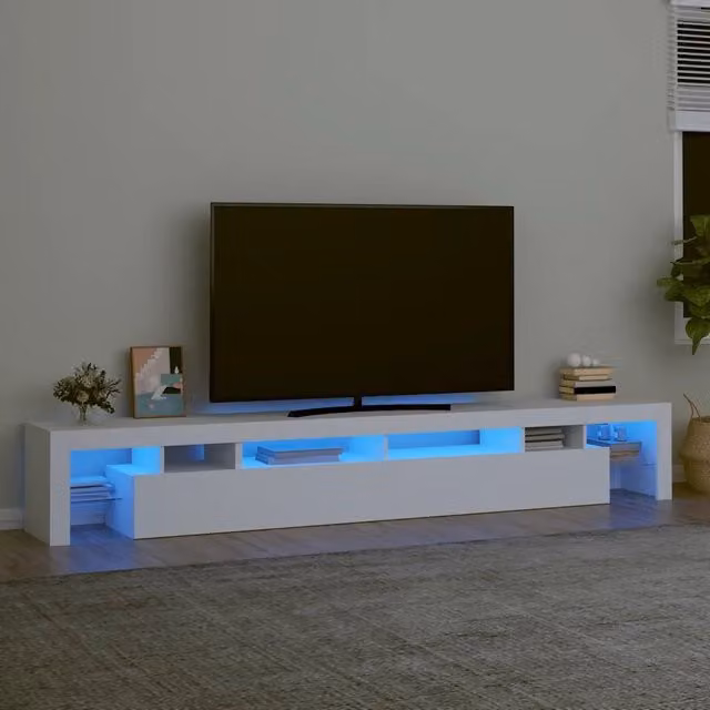 Mobile Porta TV Moderno vidaXL Bianco con Luci LED Integrate L: 260 cm, P: 40 cm, H: 36,5 cm – 1
