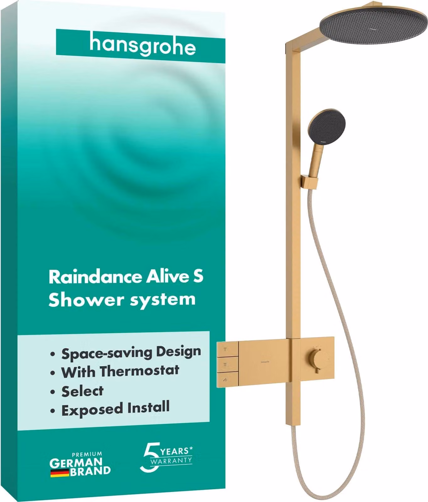 hansgrohe Showerpipe Raindance Alive S 300 2jet con termostato BBR, 1 pezzo.