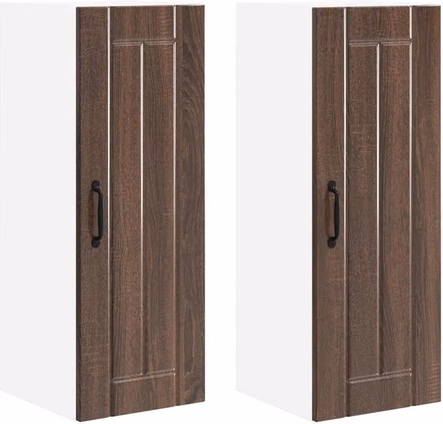 Set di 2 armadietti pensili da cucina funzionali moderni 30 x 31 x 80 cm in legno ingegnerizzato rovere marrone 02_0054038