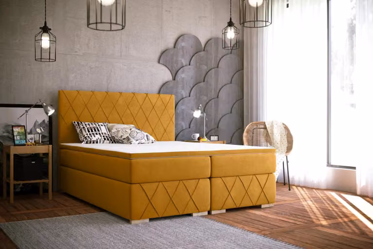 Boxspring Bett Komplett Set Matratze & Topper Luxus Polster 160x200cm Betten