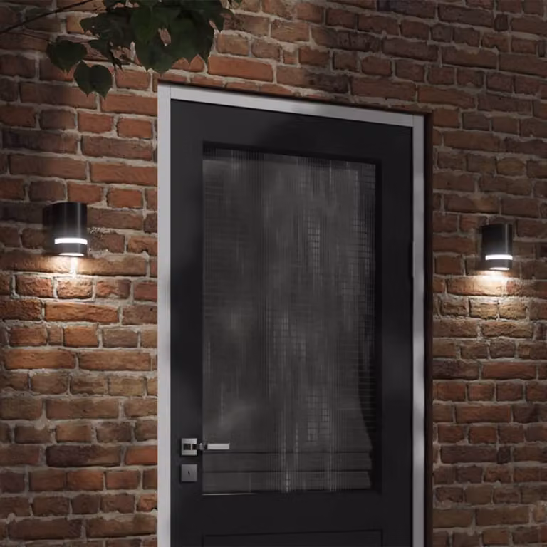 Applique da esterno vidaXL nera in alluminio e plastica con illuminazione up-down e protezione IP44