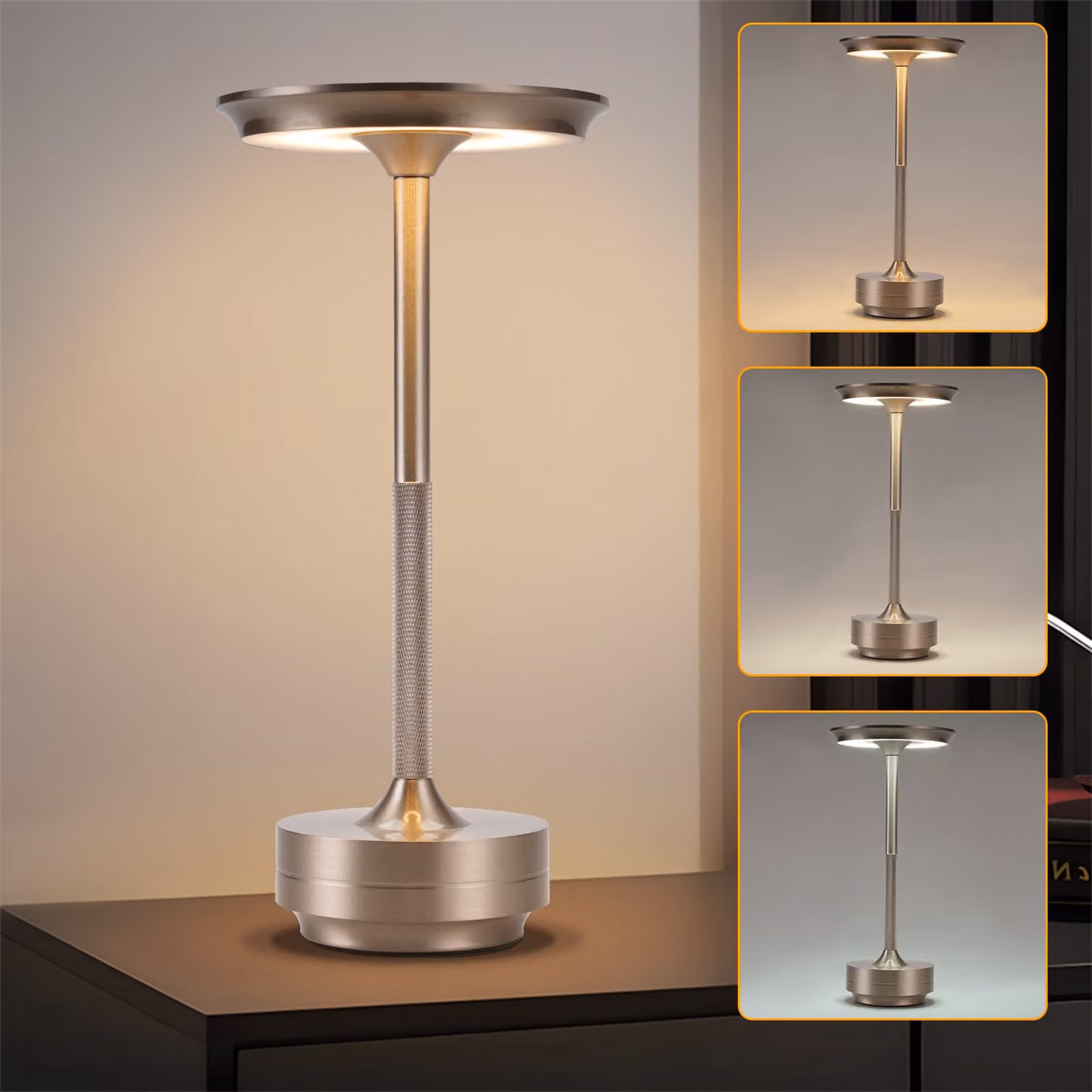 ZMH Lampada da tavolo a batteria Lampada da tavolo a LED ricaricabile Lampada da tavolo touch dimmerabile con batteria ricaricabile USB Lampade da tavolo in nichel per davanzale moderno Soggiorno cameretta camera da letto