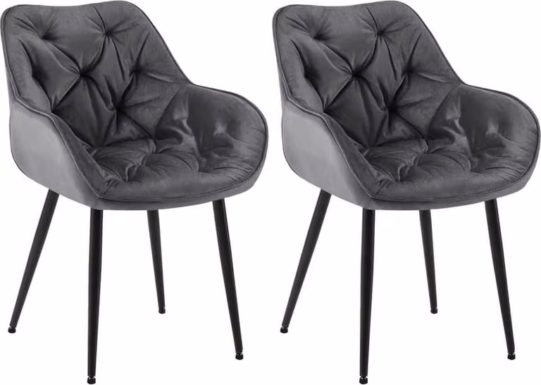 set di 2 sedie da pranzo in velluto - Set di sedie - Design moderno e comfort | Colore: grigio scuro