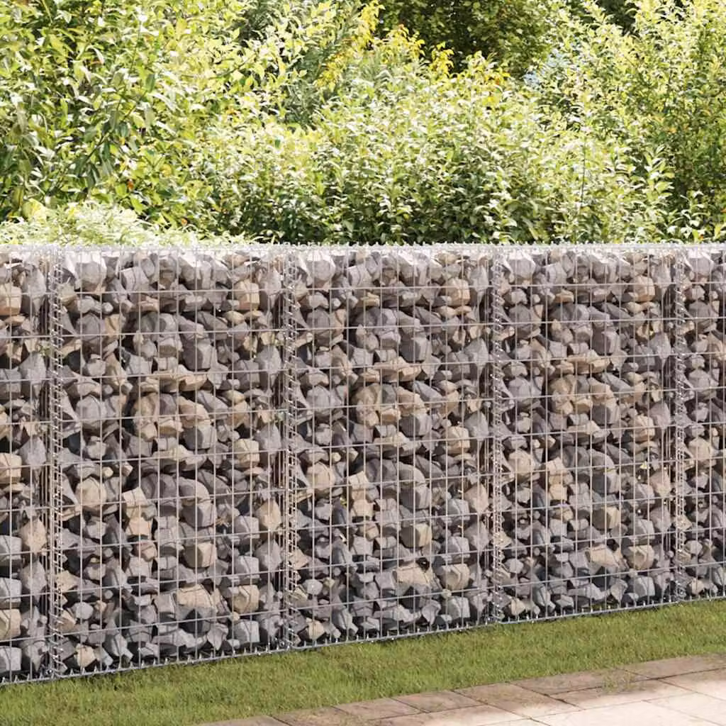 vidaXL Gabbione con Copertura in Acciaio Zincato Grigio L: 600 cm, P: 30 cm, H: 100 cm
