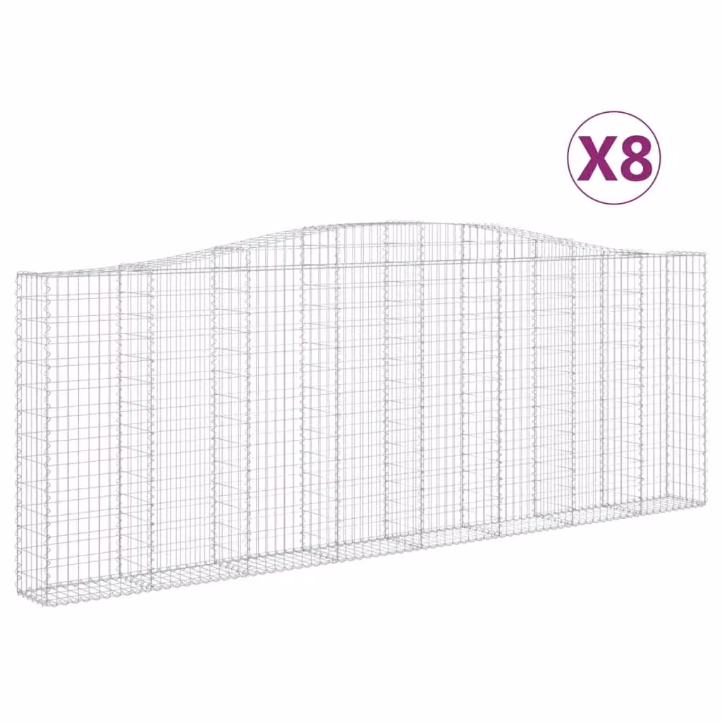 Cesti Gabbioni ad Arco 8 pz 400x30x140/160 cm Ferro Zincato