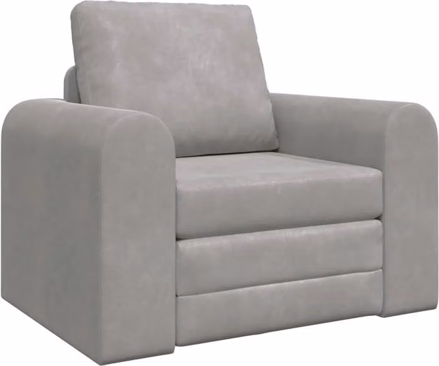 Divano letto singolo in velluto grigio con braccioli L/P/H: 98 x 71 x 83 cm
