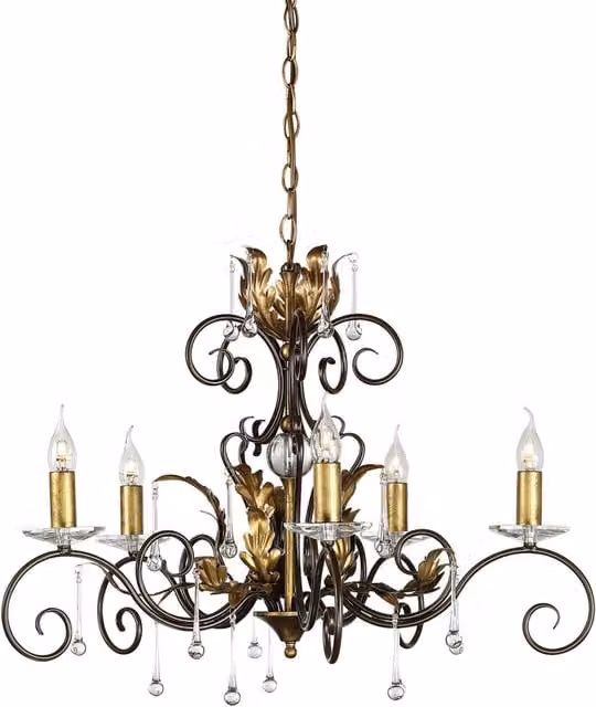 Lampadario Classico Amarilli Acciaio Bronzo Oro 5 Luci E14