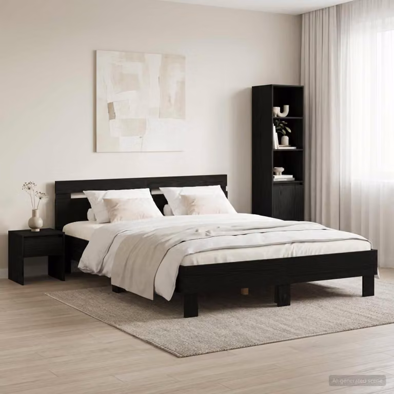 Struttura del letto moderna vidaXL in legno nero L 120 x P 200 cm