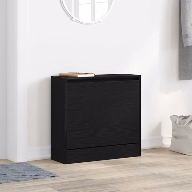Mobile porta scarpe vidaXL nero in legno ingegnerizzato L 60 x P 21 x H 57 cm