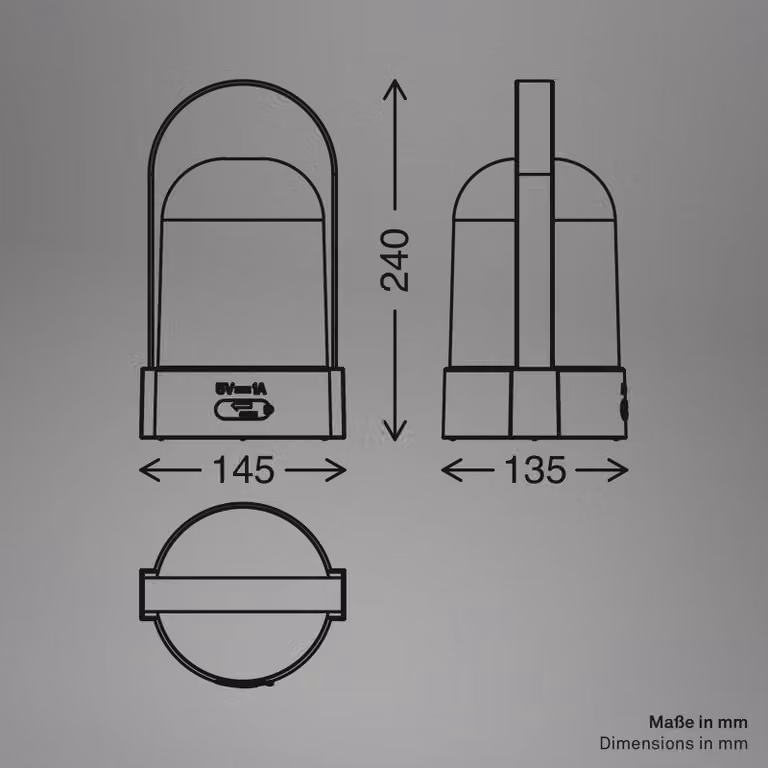Briloner Lampada LED da tavolo ricaricabile ASA BIG, grigio chiaro/antracite, 24 cm, IP44 dimmerabile, Soggiorno / Sala da pranzo, Plastica, Moderno