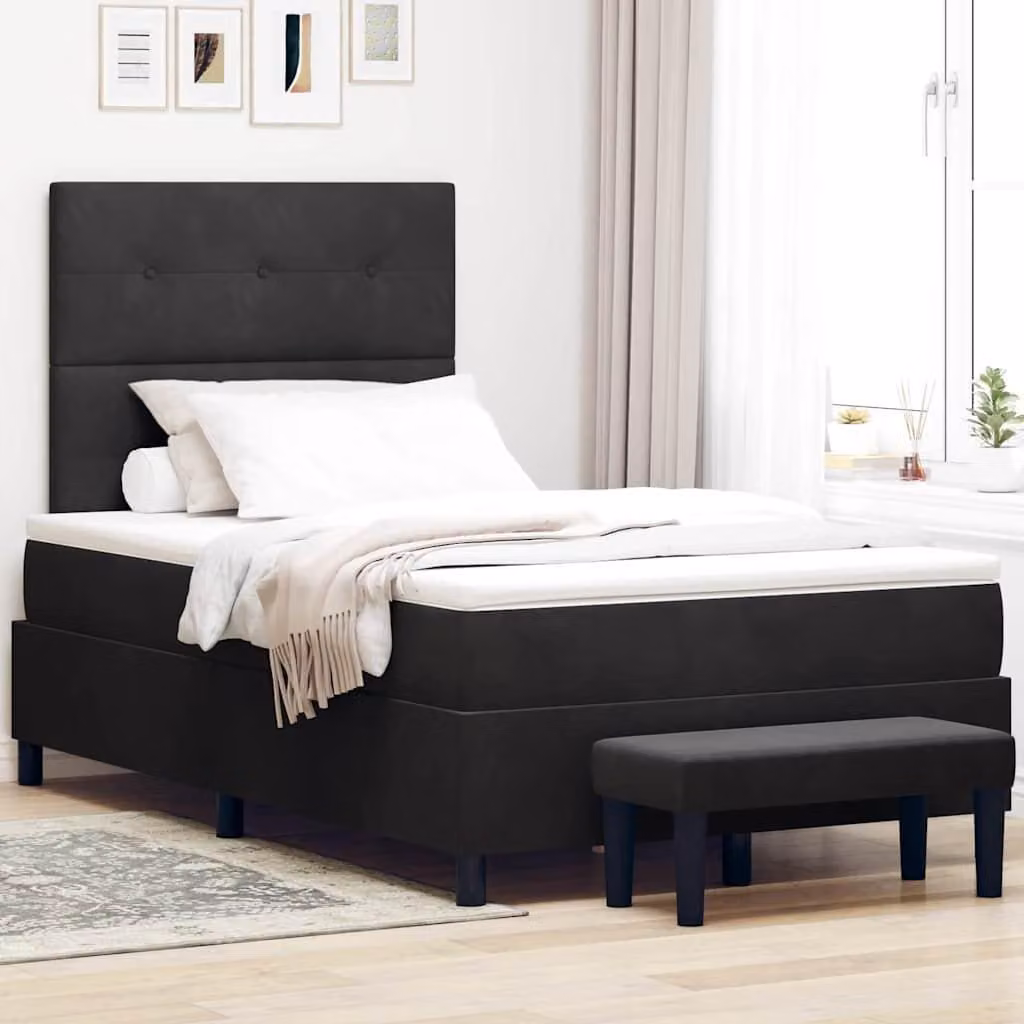 Maison Exclusive - Letto boxspring con testiera, nero, 200 x 120 cm, velluto