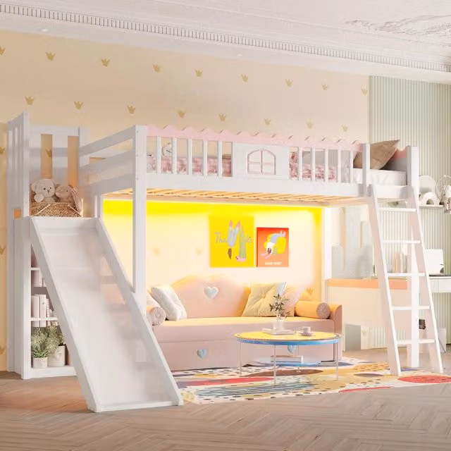 Letto a castello funzione scivolo pino 90x200 cm