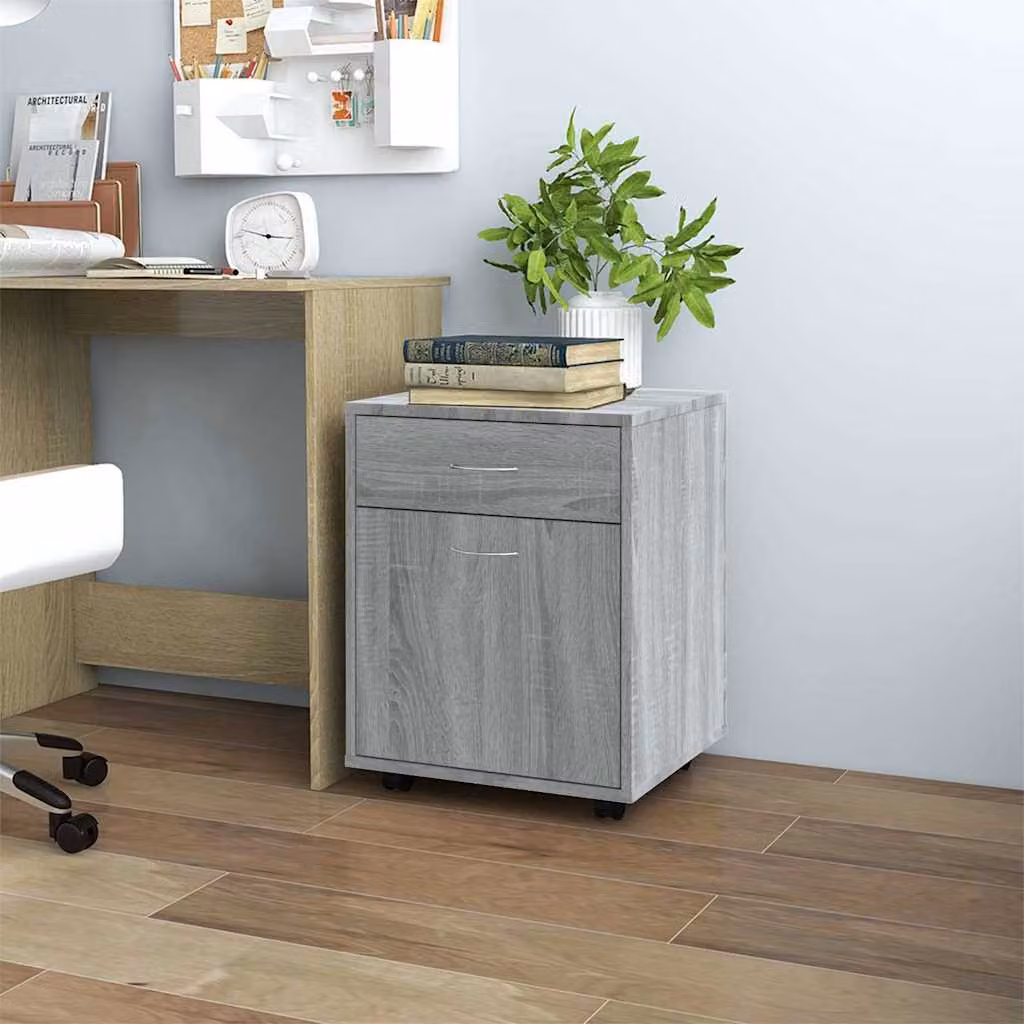 Armadietto con ruote vidaXL in legno MDF Grigio, L 45 cm, P 38 cm, H 54 cm