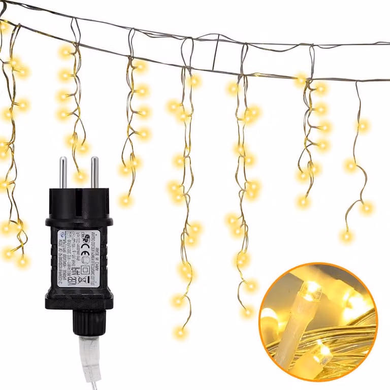 Jopassy 400 LED decorazione ghiacciolo Natale finestra fata luci all'aperto, bianco caldo