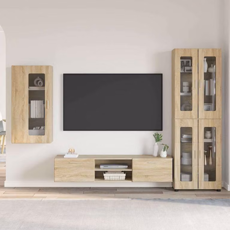 Set mobile TV vidaXL FLORIN in 3 pezzi, Rovere Sonoma, L: 150 cm, P: 39 cm, H: 30 cm