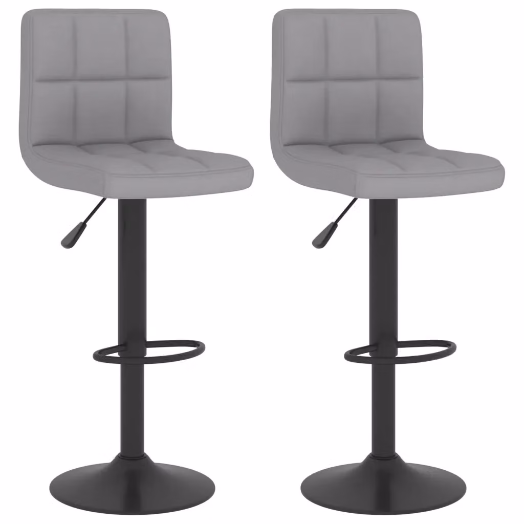 Set di 2 sgabelli da bar vidaXL in tessuto grigio con seduta girevole a 360 gradi – 2