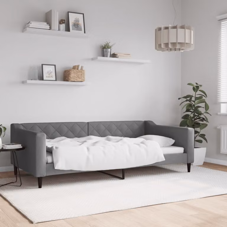 Letto da giorno moderno vidaXL in tessuto grigio con struttura imbottita L: 100 cm, P: 200 cm, H: 67 cm
