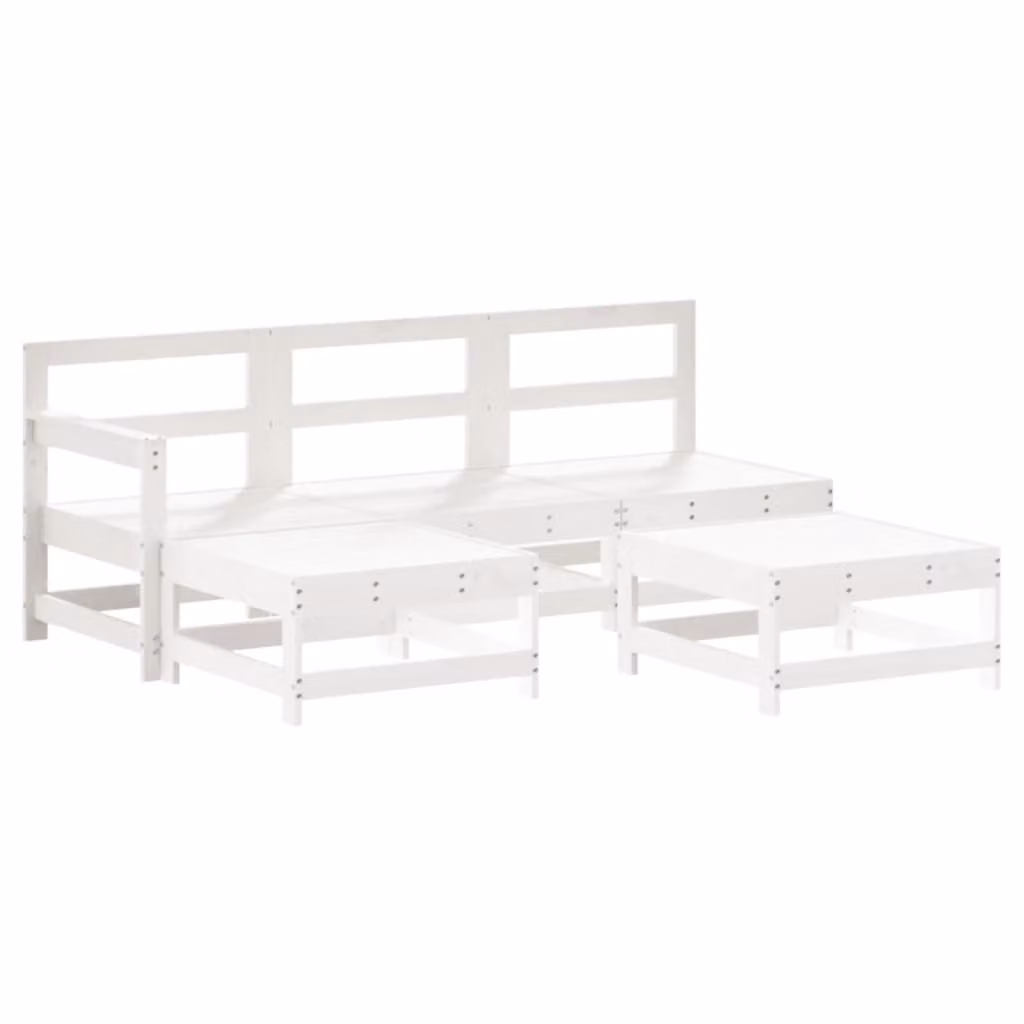 Set Salotto da Giardino 5 pz Bianco in Legno Massello di Pino
