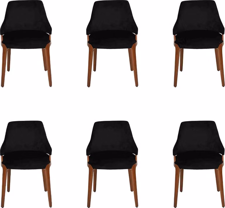 Modern Schwarz 6x Stühle Luxus Holz Möbel Stühle Design Einrichtung