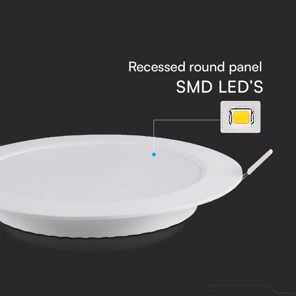 V-TAC PRO Mini Pannello LED 6W da Incasso rotondo, Chip Samsung, Foro 107-112mm Colore Bianco 6500K - 78601