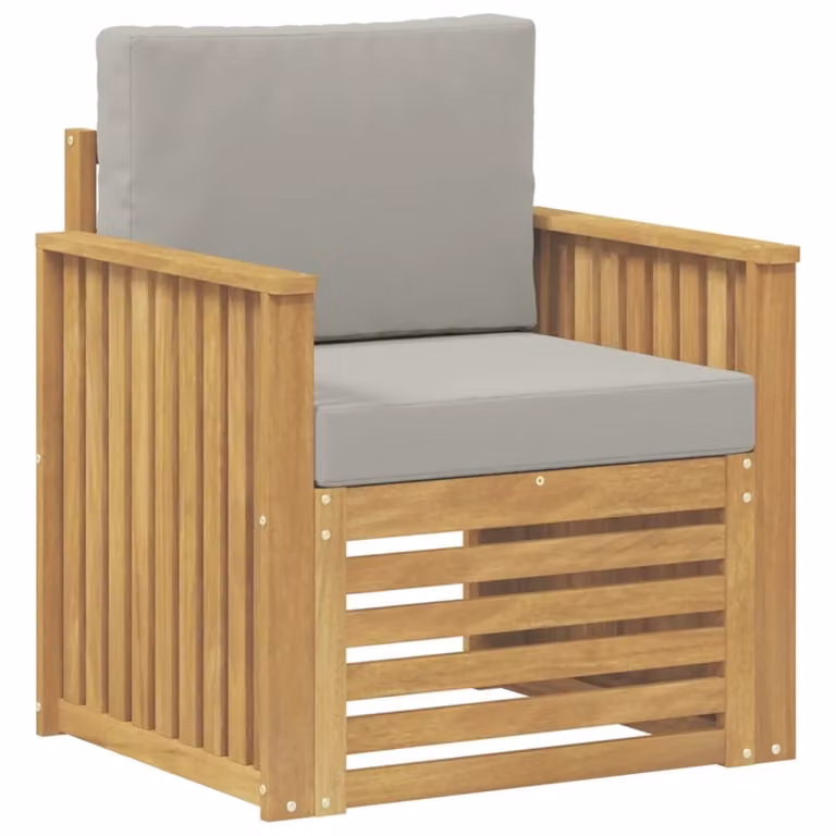 Set di divani da esterno moderni in legno di acacia e tessuto bianco e grigio DESIGN IN