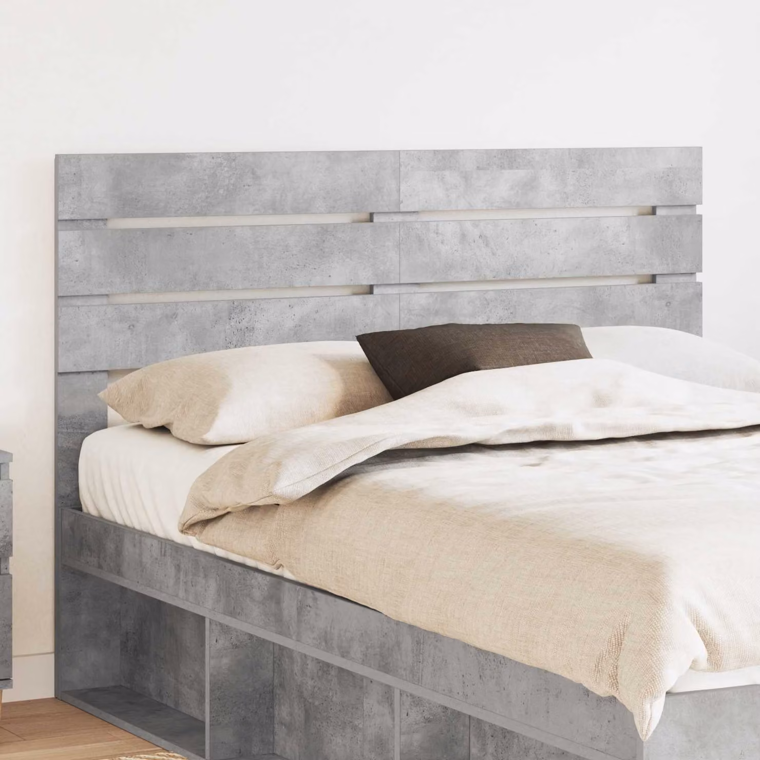 Testiera per letto moderna vidaXL in legno ingegnerizzato, colore grigio cemento