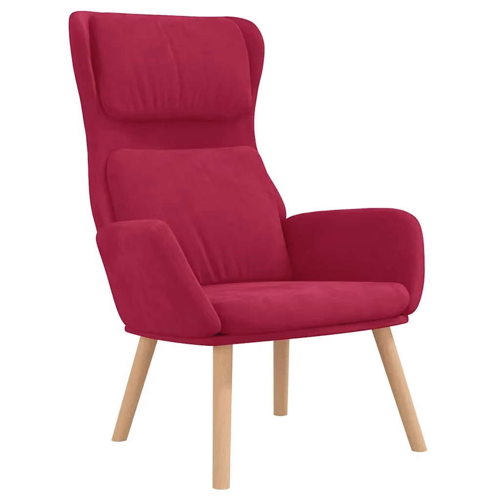 Poltrona Relax Recliner vidaXL in Velluto Rosso con Braccioli e Struttura in Metallo e Legno – 2
