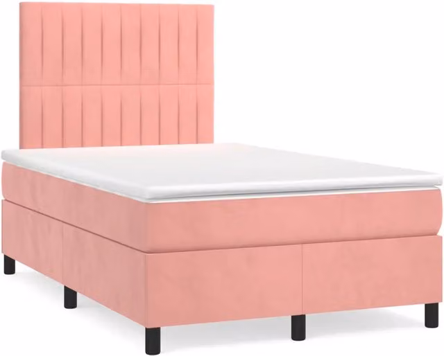 Letto a Molle con Materasso e LED Rosa 120x190 cm in Velluto 3270328